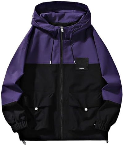 Generisch Veste softshell pour homme - Veste de loisirs patchwork - Veste d'extérieur respirante - Veste fonctionnelle - Veste de randonnée - Veste de mi-saison - Coupe-vent - Veste de sport pliable