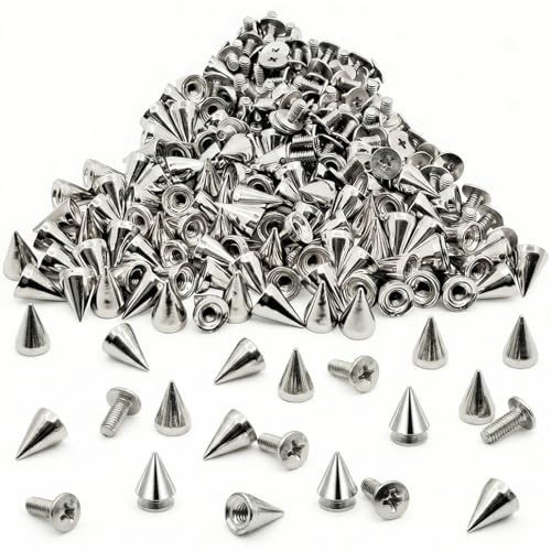 TiGog 100 stycken nitar, 7 x 10 mm dubbar för kläder, nitar set för kläder, konspikar metall rostfria dekorativa nitar för gör-det-själv läderhantverk väskor, silver