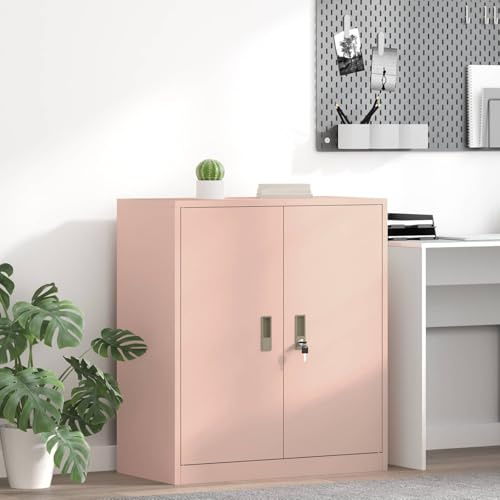 INLIFE Armoire de Rangement Rose 80 x 40 x 90 cm Acier Laminé à Froid