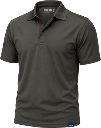 WORKTEAM Polo técnico de Manga Corta, Ligero, Transpirable y de Secado rápido con Cuello clásico y Tapeta de Tres Botones. Unisex