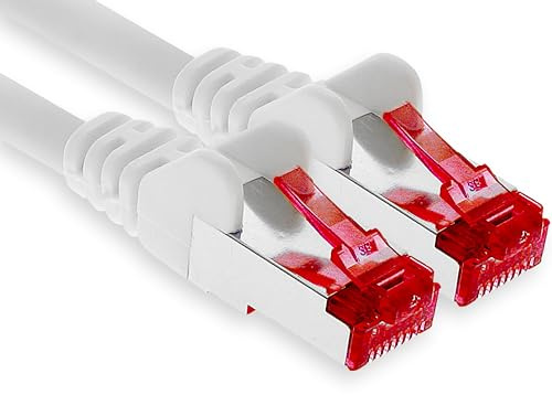 1aTTack.de - 1x 10m CAT6 patch cable S/FTP PIMF shielding CAT.6 RJ45 network cable Ethernet cable DSL LAN router switch modem patch panel - white - 1 piece