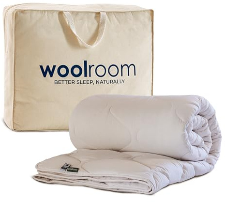 WOOLROOM Classic Warm Single Wool Duvet 11-14 tog Allergy Friendly Heat Regulating Dust Mite Resistant All Night Natural British Wool Bedding Comfort - Perfect For Winter Months or Cold Sleepers