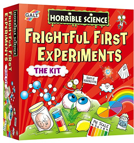 Galt Frightful First Experiments -Horrible Science Craft Kit for Kids, 18 Fun STEM Science Kit and Experiments Set for Children-Goggles, Test Tubes and Guide -Gift for Girls and Boys Ages 6 Years Plus