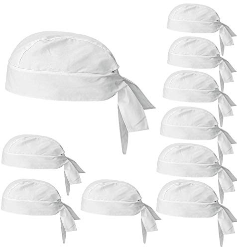 MISEMIYA - Paquetes 10 Unidades - Gorro Bandana Gorro Chef Bandana Gorro Cocinero Gorro Camarero Gorro Carnicero - Ref.926 - Blanco, Pack*10