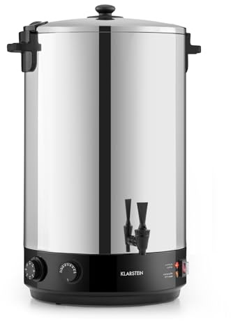 Klarstein KonfiStar 50 Automatic Preserving Cooker - Preserver, Hot Drinks Dispenser, Size: 50 Liters, 30-110 ° C, Timer: 20-120 min, Warming Function, Taste-Neutral, Polished Stainless Steel