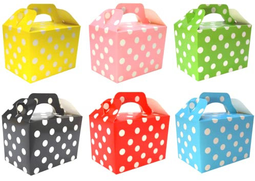 Lotus 30-Pack Polka Dot Party Boxes for Kids – Colorful Spotty Design Ideal for Birthdays, Baby Showers, Weddings & Picnics | Fun Food Containers for Halloween Treats & Party Favors (Mixed Colors)