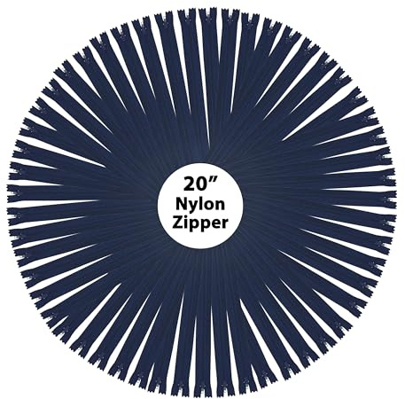 Mandala Crafts 60 PCs Navy Blue Nylon Zippers for Sewing 20 Inch - Zippers Replacement Sewing Supplies in Bulk for Tailor, Clothing Repair, and DIY Projects