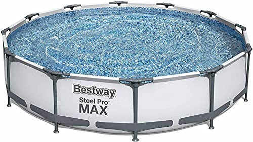 Bestway Steel Pro Max Round Frame Swimming Pool with Filter Pump, Grey, 15 ft