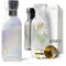 MAMEIDO Wasserkaraffe 1,5l, Glaskaraffe mit Deckel & Sieb, mundgeblasene Karaffe Glas, Wasserkrug mit edler Optik für besondere Anlässe, Karaffen zum Verschenken (Pearl Silver, 1500ml)