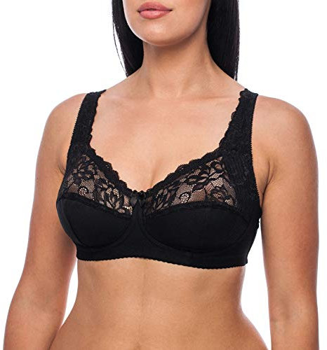 frugue Reggiseno Donna Taglie Forti Senza Ferretto Contenitivo Nero IT 3E (EU 80E)