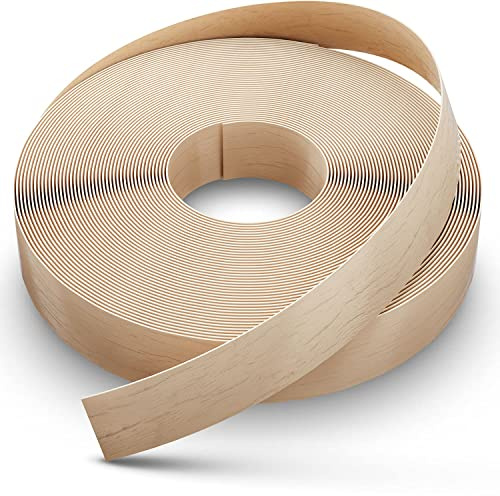 Dovetail Birch Edge Banding Wood Veneer Tape 50Ft 3/4 Inch Wide | Pre-Glued, Long Thin Real Wood Veneer Strips | Iron-on Edging YANYE