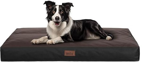 PillowPrim Hundkudde fluffig hundmatta – tvättbar hundkudde fluffig – husdjurssäng hundmadrass – för stora hundar – XL 110 x 90 cm – Hundsäng, hundkudde, husdjurssäng – mörkbrun Oxford