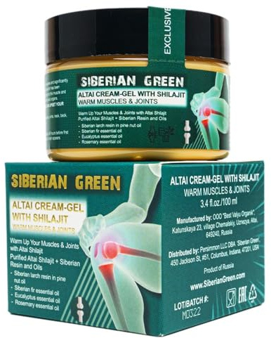 Siberian Green Altai Cream-Gel “Warm Muscles & Joints” with Shilajit Pine Nut Essential Oils Resin and Herbs 100ml