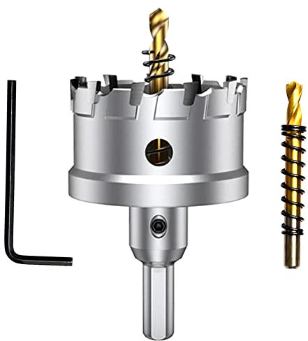 ASNOMY 55 mm T.C.T, Broca para sierra perforadora con punta de carburo de tungsteno para metal, con 2 brocas para metal duro, acero, hierro, madera, plástico