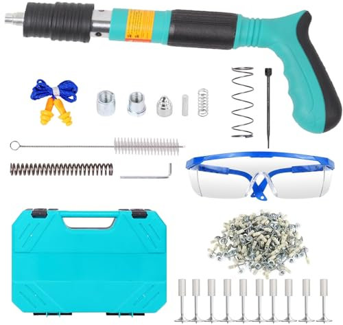 Manuelle Nagelpistole mit 110pcs 7.3mm Manuelle Stahlnägel für bolzenschussgerät, runde Nägel für Wandbefestigung Nietzange Nägel Reparaturwerkzeug Wandmontagewerkzeug für Beton Decke Kabel.
