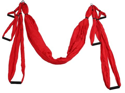 Aerial Yoga Schaukel, Antigravitations-Deckenschaukel, hängende Yoga-Hängematte, Trapezverlängerung Höhenverstellbare Yoga Sling Inversionsübungen für drinnen und draußen (Rot)