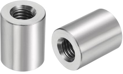 QUARKZMAN 5pcs M8 Rond Connecteur Écrous, 304 Inox Acier Accouplement Écrou 20mm/0.79 Longueur Manchon Tige Barre Goujon Écrou pour Support, M8x20x16mm