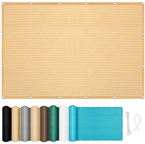 Sonnensegel Nach Maß mit Ösen 5 x 5 m 98% UV Schutz, Reißfest Wetterfest Markisenschutzhüllen Sonnensegel Leinwand, Schutztuch Sonnensegel, für Garten Balkon, Creme Farben