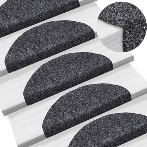 LAPOOH 15 st självhäftande trappmattor nålstans 65 x 21 x 4 cm mörkgrå, trappkuddar, självhäftande trappmattor, trappdynor självhäftande – 132697