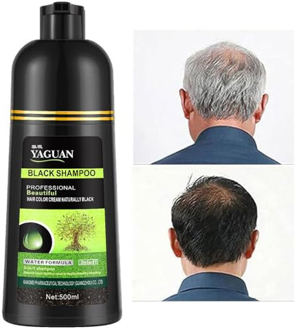 Shampoo Colorante Per Capelli Neri Per Uomini E Donne, Formula All'acqua A Lunga Durata Alle Erbe 500 Ml - Per Capelli Grigi