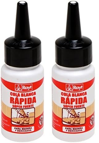 Rayt 038-39 Botellín de cola blanca súper fuerte para madera, papel, cartón, cerámica y todo tipo de materiales porosos, 50gr (Paquete de 2)
