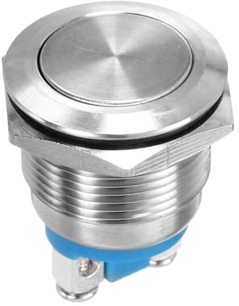 DMiotech 19mm / 3/4 Stainless Steel Momentary Push Button Switch Flat Head 250V Silver Shell with Screw Foot 1NO for Car Boat Systems Custom Setups