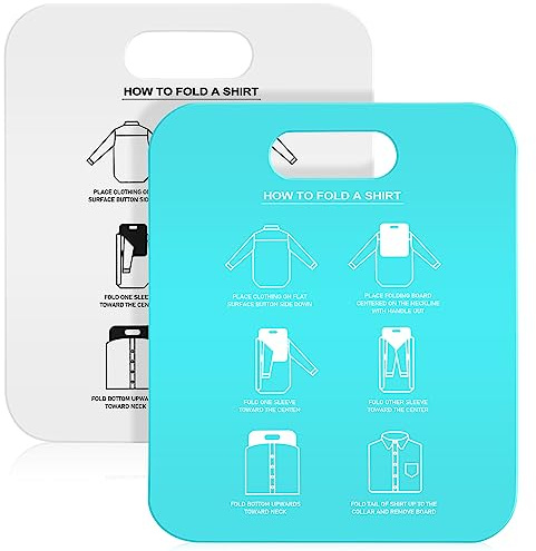 OFFSCH Hemdfaltbrett Kleidung Faltbrett Für Erwachsene Kunststoff 2 Stück Weiß Hellblau Wäscheordner Für T-shirts Und Hemden Zur Platzoptimierung