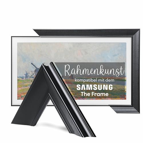 TV GUARD Frame TV-ram, TV-ram kompatibel med Samsung The Frame TV – perfekt passform, ingen störning, kompatibel med konstläge (Modern Svart, 50 tum)