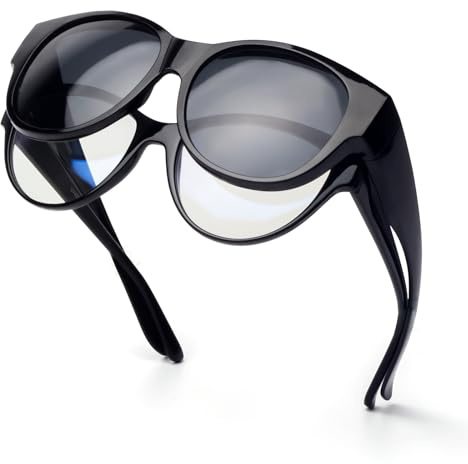 Face Shadow Polarisiert Überzieh Sonnenbrille über Normale Brille Damen UV400 Schutz, Übergroß Überbrille für Brillenträger, Ultra Leicht für Fahren, Radfahren, Sport und Freizeit