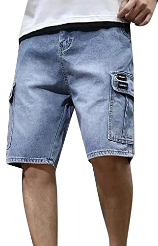 Genérico Pantalones Vaqueros Cortos para Hombre Verano Casual Moda Jeans de Playa Shorts Chandal Deportes Bermudas Casuales Holgadas Sueltos el Tiempo Libre