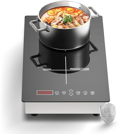 Borrallio Double Induction Hob, 3500W Portable Electric 2 Ring Cooktop (2000W+1500W), 8 Power Levels, 180‑Min Timer, Child Lock, Tabletop or Built‑in – Ideal for Caravan & Small Kitchen