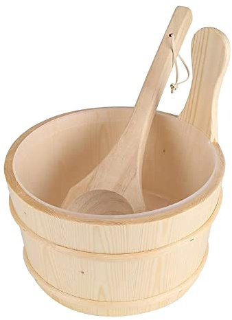 Secchio per Sauna in Legno da 4 Litri con Mestolo, Accessorio per Spa, Realizzato a Mano per Saune E Bagni di Vapore