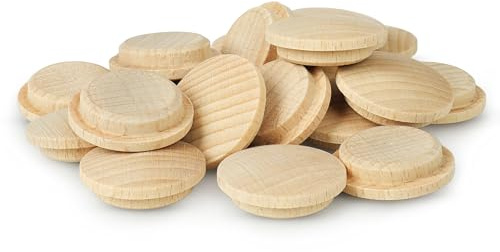 Tolux Träplugg Ø25 mm, Skruvhålstäckplugg i Bok, Huvud Ø30 mm, 25 st | Skruvhålstäckpluggar, Täckplugg, Runda Träpluggar för Möbler och Träarbete