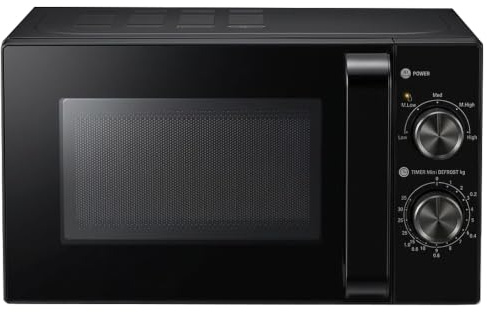 Techomey 700W Microwave with Manual Control, 20L Countertop Microwave Oven | 5 Power Levels, , Easy to Clean, Quick Defrost, Easy to Use for the Elderly, Black