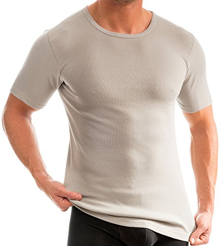 HERMKO 3840 Herren Business Shirt aus 100% Bio-Baumwolle, Kurzarm Hemd, 1/2-Arm Unterhemd in vielen Farben, Größe:D 7 = EU XL, Farbe:grau