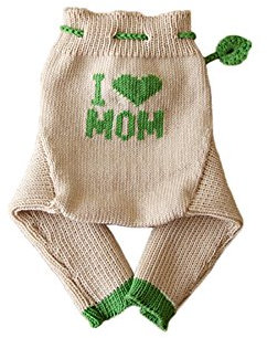 100% Merino Wolle Baby Wollwindelhose Überhosen Longies gestrickt I love Mom S Beige-Green