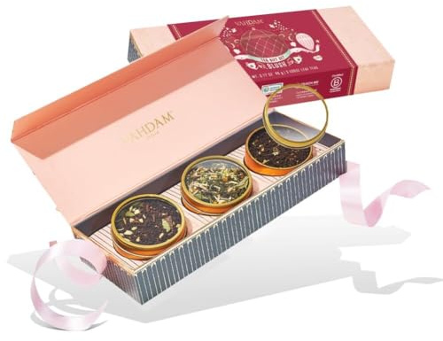 VAHDAM, BLUSH - Scatola Regalo di San Valentino con Tè Assortiti | 3 Tè Premium in Scatola di Presentazione | Tè Sfusi | Regalo per Donna e Uomo