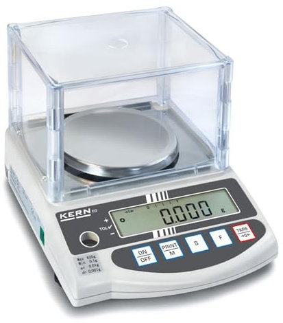 Precisionsbalans [Kern EW 620-3NM] Den klassiska balansen med robust inställningsgaffel mätsystem, våg räckvidd [Max]: 620 g, avläsning [d]: 0,001 g, reproducerbarhet: 0,001 g, linjäritet: 0,003 g, vägplatta: Ø 118 mm (rostfritt stål), utkastskärmning: Vägningsutrymme (BxD x H) 158 x 130 x 78 mm