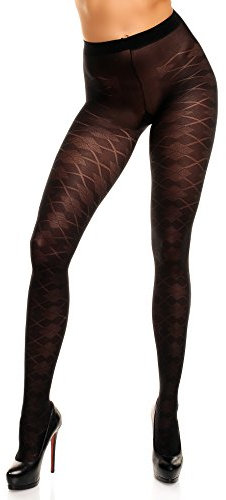 GLAMORY Damen Argyle Strumpfhose Dune 70 DEN, Schwarz (Schwarz), XX-Large (Herstellergröße: 2XL-(52-54))