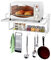 Cocoarm Mikrowellenhalterung Mikrowellen Regal Wandhalterung Mikrowelle Rack mit 10 Haken Und 2 Ablagen, Aluminium-Mikrowellen Regal, für Mikrowellen, Grillofen, Backofen 55 x 38.5 x 25cm