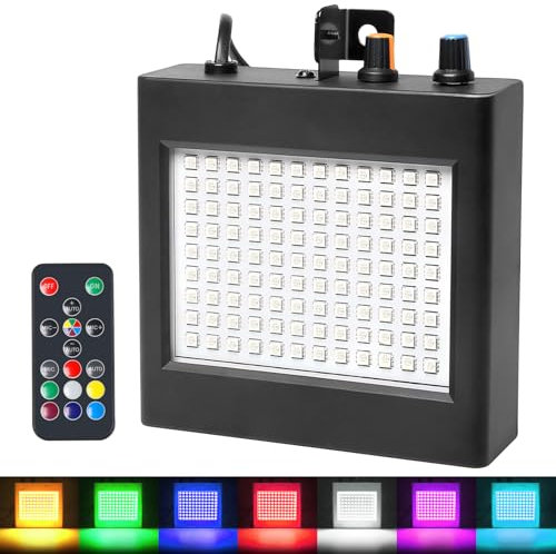 108Led Luz Estroboscopica Discoteca con Mando, Luces Estroboscópicas Discoteca Luz Flash Discoteca Estroboscopio Color Para Casa, Flash de Discoteca a Ritmo de Musica Luz Stroboscope Activada Sonido
