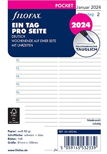 FILOFAX Inserto per calendario tascabile 1 giorno per pagina. (tedesco) 2024