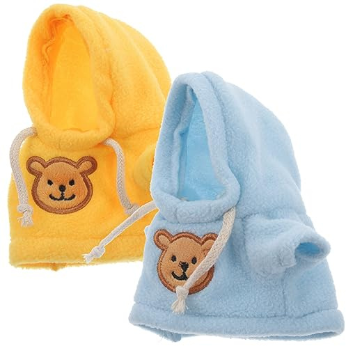 2Pcs Vestiti Per Orsetti Di Peluche 20Cm - Mini Felpe Con Cappuccio Per Bambole - Abbigliamento Per Bambini - Blu E Giallo