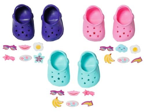 BABY born Zapatos con alfileres 832837 - Zapatos con alfileres decorativos para muñecas de hasta 43 cm - Disponible en cuatro colores surtidos, se suministra un par - Edad: 3+ años