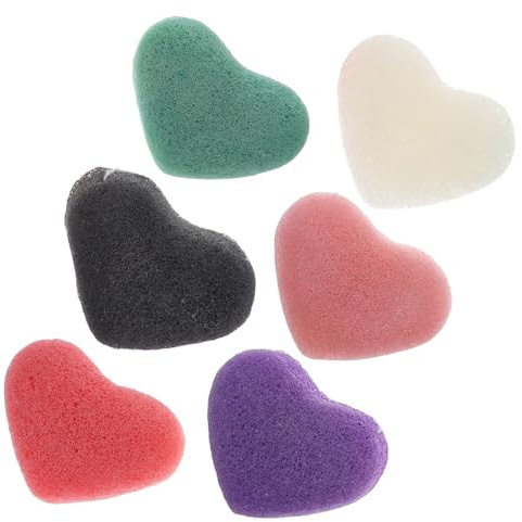 Beatifufu 6stücke Gesichtsschwämme Herzform Gesichtsreinigungsschwamm Peelingschwamm für Gesicht und Körper Gesichtsreiniger aus Hochwertigem Material
