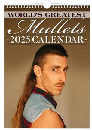 2025 World's Greatest Mullets Kalender, Lustiger Vokuhila Hängender Kalender 12 Monats Meeräschen Kalender Plakatkalender Monatsplaner Für Planen Und Organisieren, 29x18x0.5cm