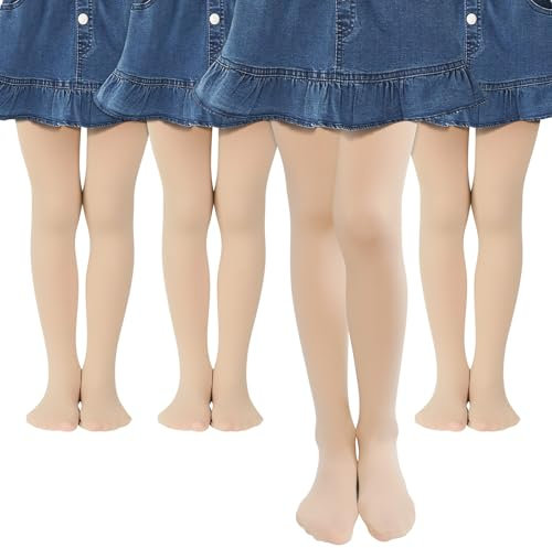 MK MATT KEELY 4er-Pack Strumpfhose Mädchen 80 DEN Kinderstrumpfhosen Ballett Hautfarben Tanzstrumpfhose Blickdichte,9-12 Jahre
