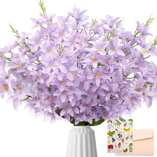 SNAIL GARDEN 2 Bunches 300 Blooms Dancing Orchid Artificial Freesia Stems - Silk Purple Orchids with Adjustable Stems for Home Office Decor & Floral Arrangements