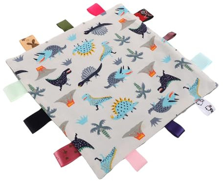 ibasenice Infant Security Blanket Mit Bunten Tags Weiches Dinosaurier Schmusetuch Für Zahnen Komfortables Handtuch Für Neugeborene Und Kleinkinder