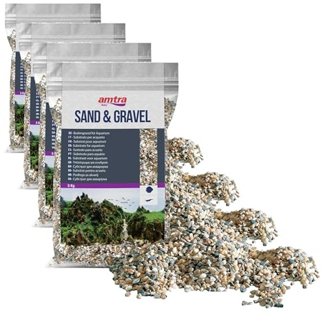Amtra POLYCHROME - Natural gravel for aquariums, decorative soil, sand and white gravel, grains 3-4 mm, 5 KG (Pack of 4)